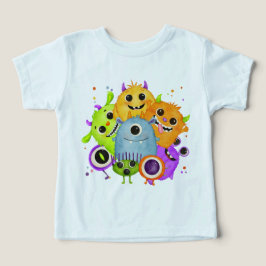 Camiseta Infantil de Monstros Fofos em Aquarela