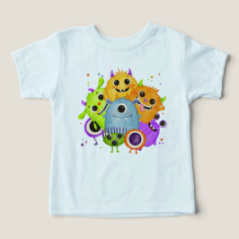 Camiseta Infantil de Monstros Fofos em Aquarela