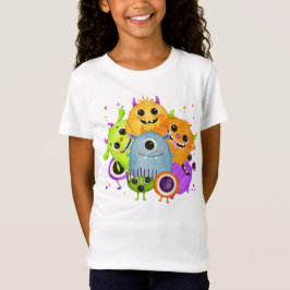 Camiseta Infantil de Monstros Fofos em Aquarela