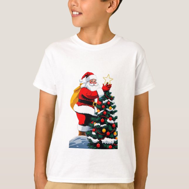Camiseta Infantil de Natal Cartoon Fofo Decoração  (Frente)