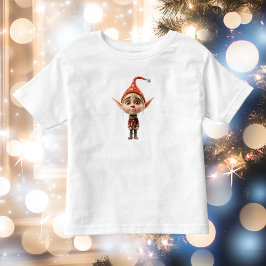 Camiseta Infantil de Natal da Menina Magra e Elfo