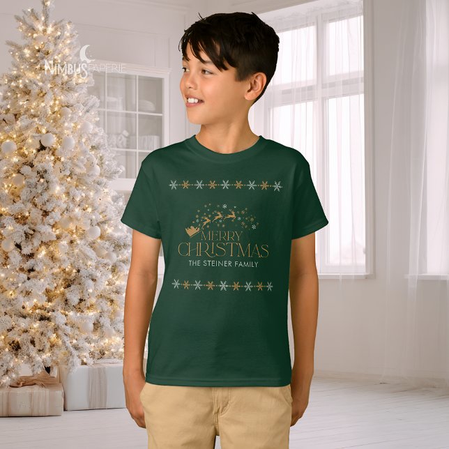 Camiseta infantil de Natal Floco de Neve Verde (Criador carregado)