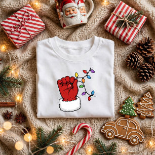 Camiseta Infantil de Natal Luvas do Papai Noel Fof