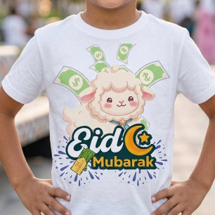 Camiseta Infantil de Ovelha Colorida do Eid Mubara