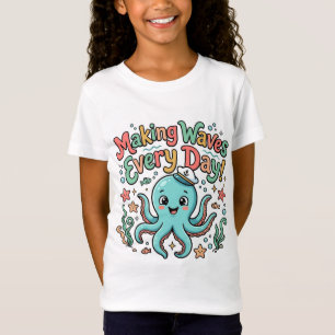 Camiseta Infantil de Polvo Fofo Fazendo Ondas Todo