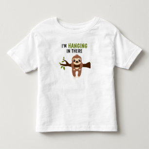 Camiseta Infantil de Preguiça Engraçada Pendurada