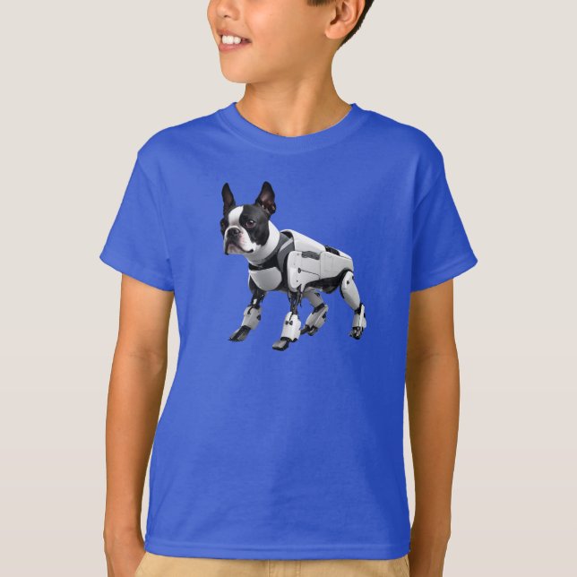 Camiseta Infantil de Robô Boston Terrier (Frente)