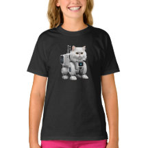 Camiseta infantil de robô persa branco fofo