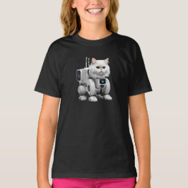 Camiseta infantil de robô persa branco fofo
