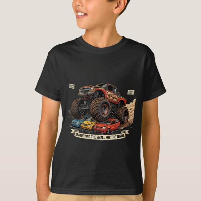 Camiseta Infantil de Rodas de Trator Monstro de Re (Frente)