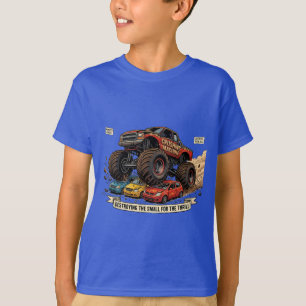 Camiseta Infantil de Rodas de Trator Monstro de Re