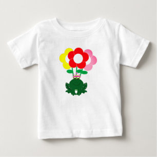 Camiseta Infantil de Sapo Fofo com Flores Colorida