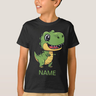 Camiseta Infantil de T-Rex de Desenho Animado Fofo