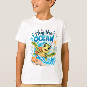 Camiseta Infantil de Tartaruga Marinha Abraço o Oc