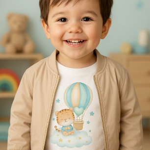 Camiseta Infantil de Tigre & Balão em Aquarela Fof