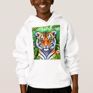 Camiseta Infantil de Tigre Cub Botânico Ousado
