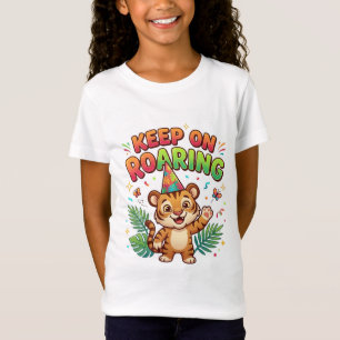 Camiseta Infantil de Tigre Fofo e Rugindo Selva