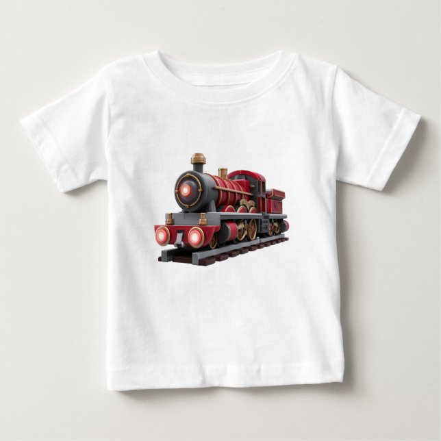 Camiseta Infantil de Trem a Vapor Vermelho Clássic (Frente)