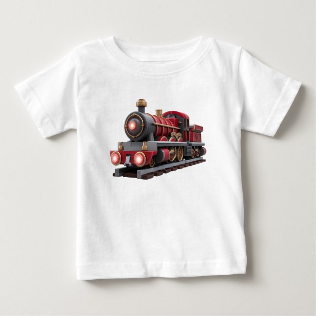 Camiseta Infantil de Trem a Vapor Vermelho Clássic (Frente)
