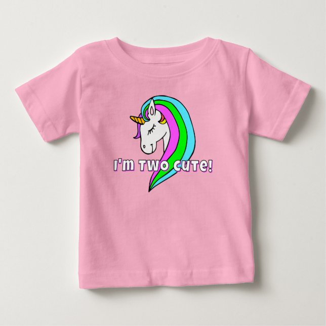 Camiseta infantil de unicórnio arco-íris fofa (Frente)