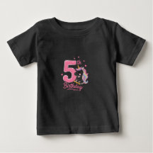 Camiseta Infantil de Unicórnio para 5º Aniversário