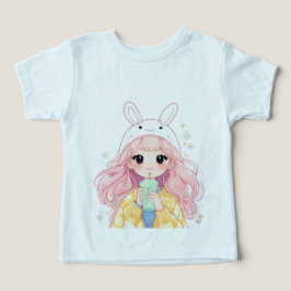Camiseta infantil desenho de coelho