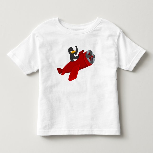Camiseta infantil desenho de pinguim voador (Frente)