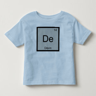 Camiseta Infantil Devin Nome Elemento Químico Tabela Periódica