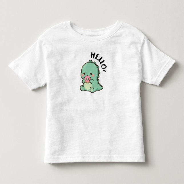 Camiseta Infantil Dinossauro Fofo Olá (Frente)