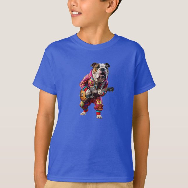 Camiseta Infantil do Bulldog Rock Star (Frente)