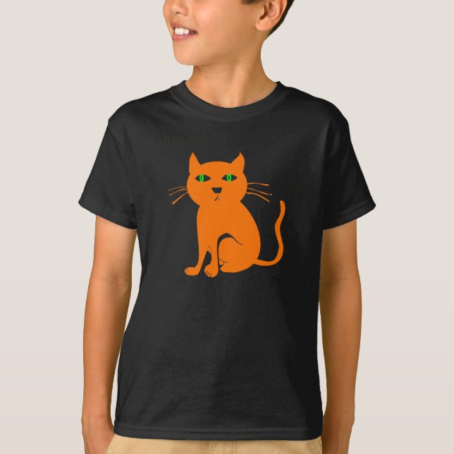 Camiseta infantil do gato laranja de Halloween (Frente)
