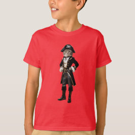 Camiseta Infantil do Gato Malhado Pirata Engraçado