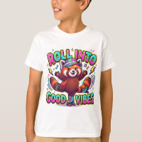 Camiseta Infantil do Panda Vermelho Fofo 'Role Par