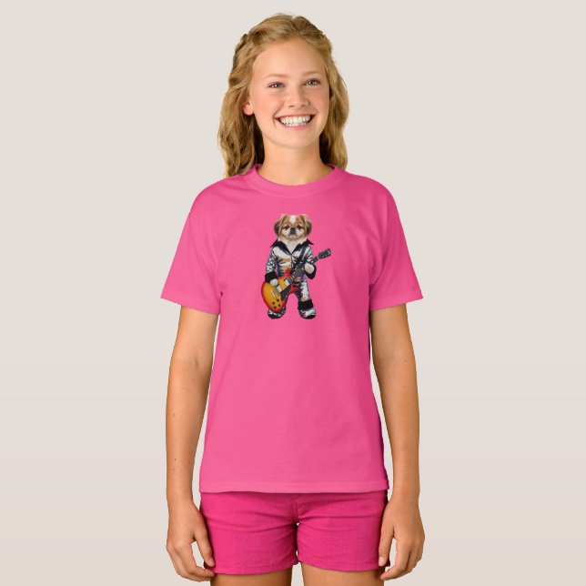 Camiseta Infantil do Pequimês Rock Star (Frente Completa)