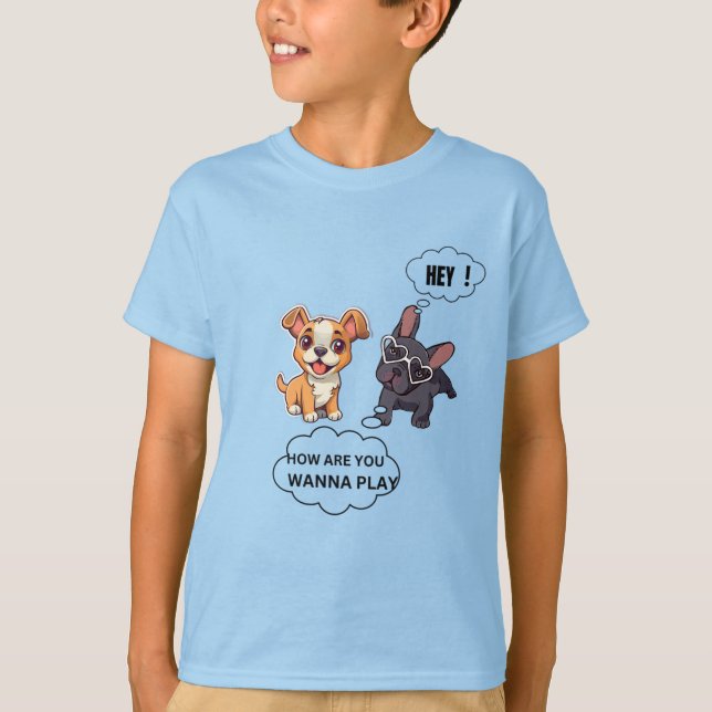Camiseta infantil dois amigos cachorros conversam (Frente)