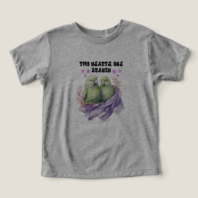 Camiseta Infantil Dois+Corações+Um+Ramo (Design frontal)