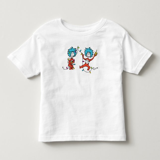 Camiseta Infantil Dr. Seuss | Grinch | Coisa Um Coisa Dois Dançando (Frente)