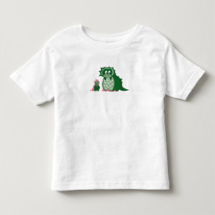 Camiseta Infantil Dragões Verdes de Desenho Animado Fofos