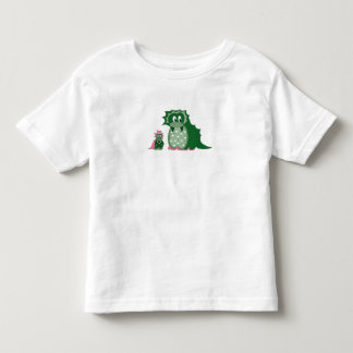 Camiseta Infantil Dragões Verdes de Desenho Animado Fofos