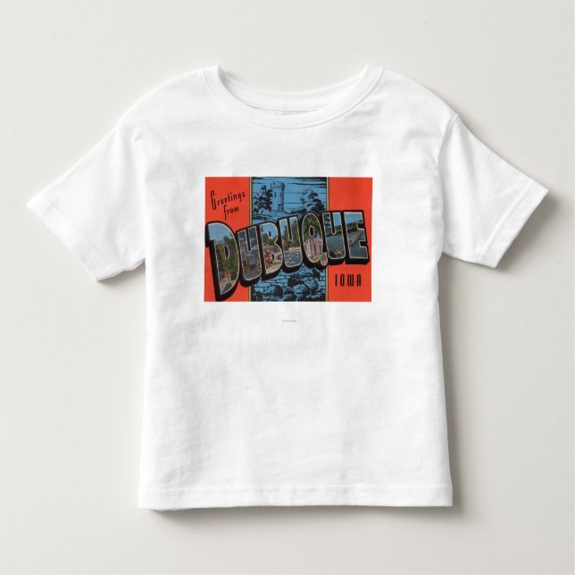 Camiseta Infantil Dubuque, letra ScenesDubuque de IowaLarge, IA (Frente)