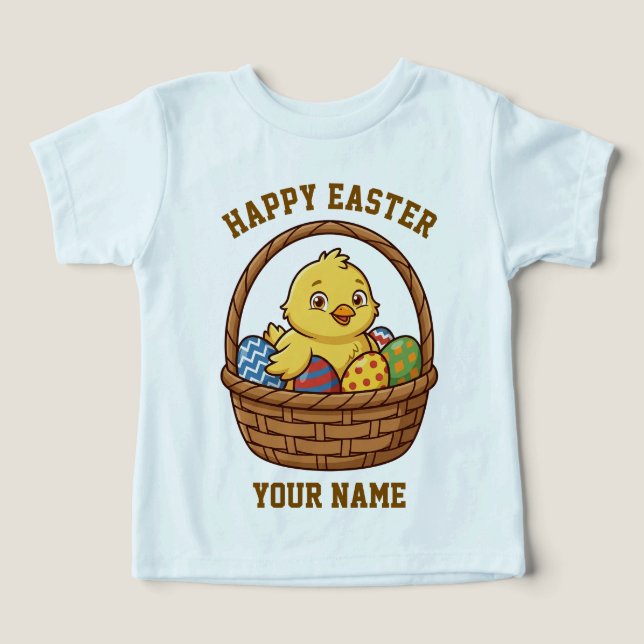 Camiseta Infantil Easter Chick | Nome Personalizad (Design frontal)