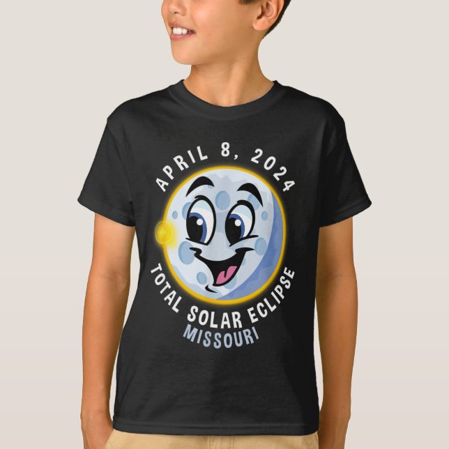 Camiseta Infantil Eclipse Solar 8 de Abril Missour (Frente)