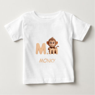 Camiseta Infantil Educativa de Macaco com a Letra 