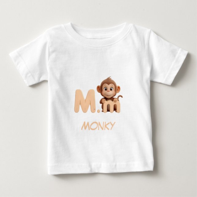 Camiseta Infantil Educativa de Macaco com a Letra  (Frente)