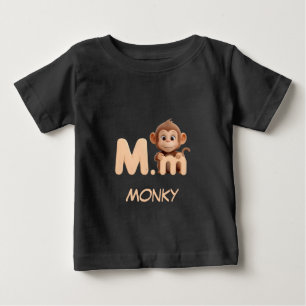 Camiseta Infantil Educativa de Macaco com Letra M 