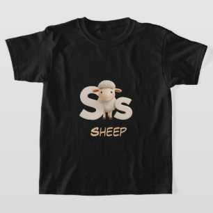 Camiseta Infantil Educativa de Ovelha com Letra S