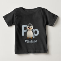 Camiseta Infantil Educativa de Pinguim com Letra P