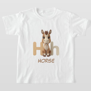 Camiseta Infantil Educativa Letra H Cavalo Maiús