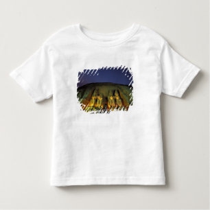 Camiseta Infantil Egito, Abu Simbel, figuras do Colossal de Ramsés