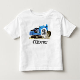 Camiseta Infantil Escavador aniversário de 3 anos de Digger do Nome